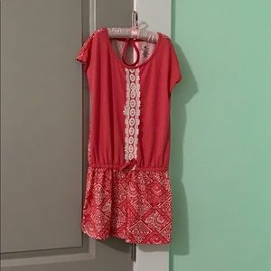 Girls coral romper